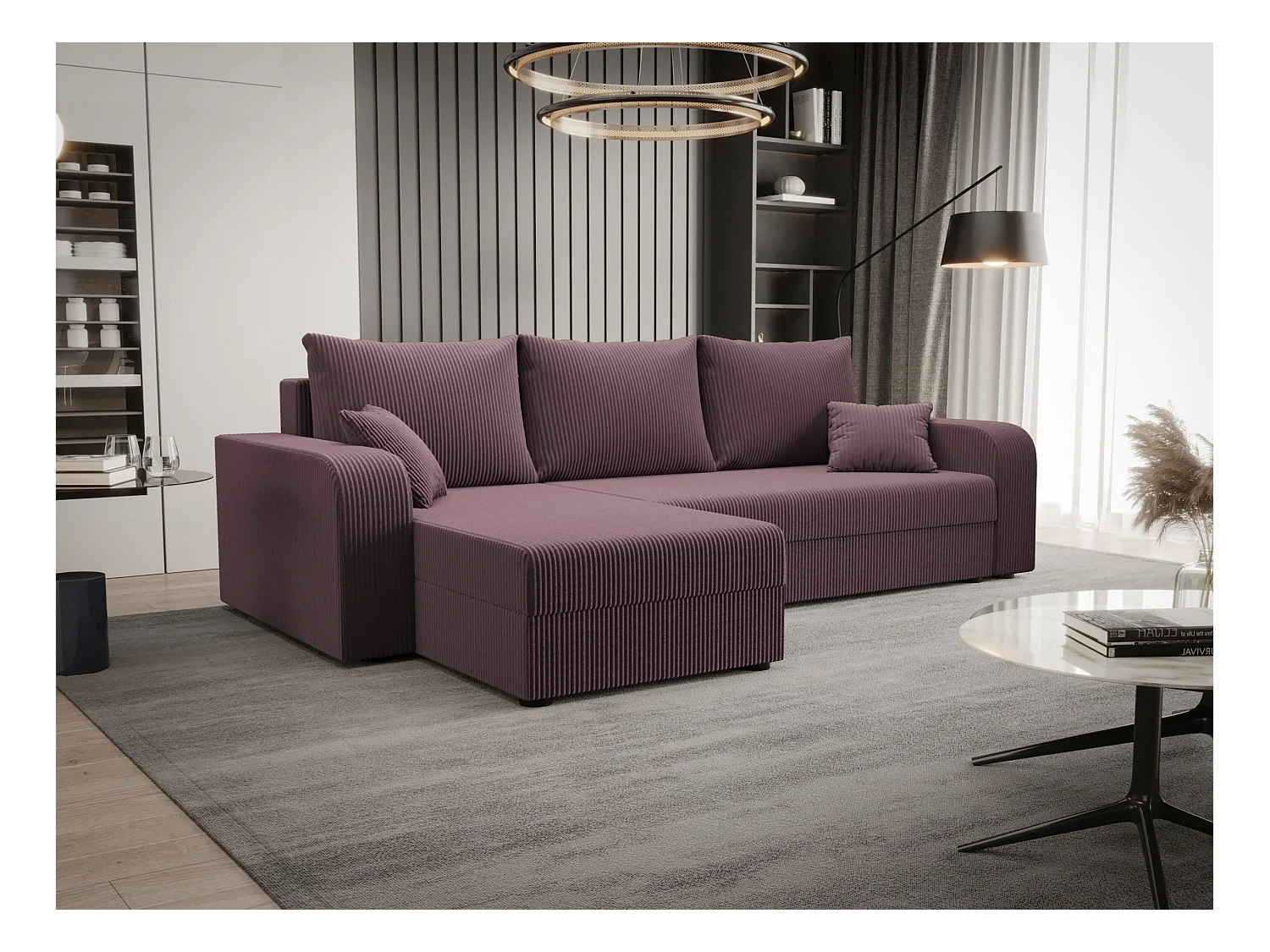 BEDANTE ECKSOFA HEWLET L BIS Zoom 17 Links Dunkelrosa mit Schlaffunktion L-Form Sofa mit Stauraum Bettkasten Wohnzimmersofa Couch Sofa Bettsofa Bettkasten Bettcouch