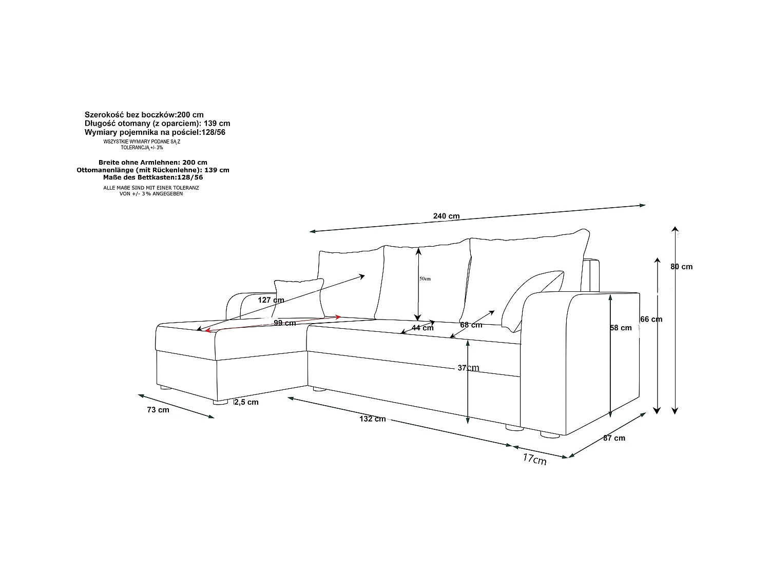 BEDANTE ECKSOFA HEWLET L BIS Zoom 17 Links Dunkelrosa mit Schlaffunktion L-Form Sofa mit Stauraum Bettkasten Wohnzimmersofa Couch Sofa Bettsofa Bettkasten Bettcouch