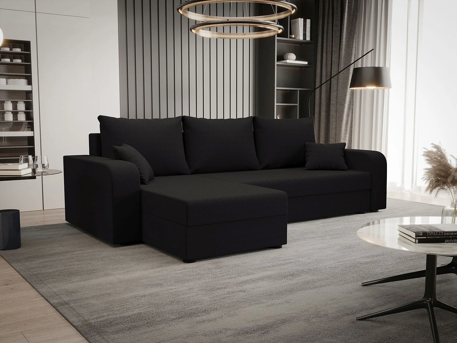 BEDANTE hoekbank HEWLET L BIS Sawana 05 links grijs met slaapfunctie L-vormige bank met opbergruimte bedbox Wohnzimmersofa Couch Sofa Bettsofa bedbox Bettcouch
