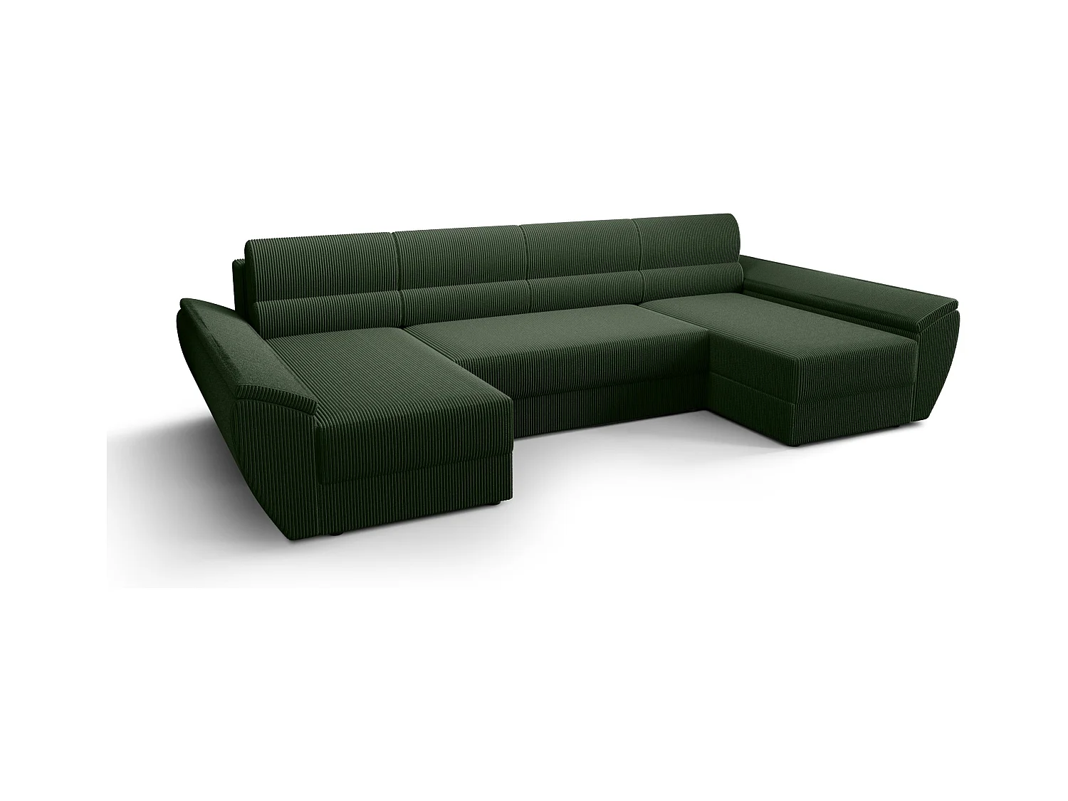 BEDANTE canapé d’angle REBIU4 Poso 14 vert foncé avec fonction de couchage canapé en L avec espace de rangement
