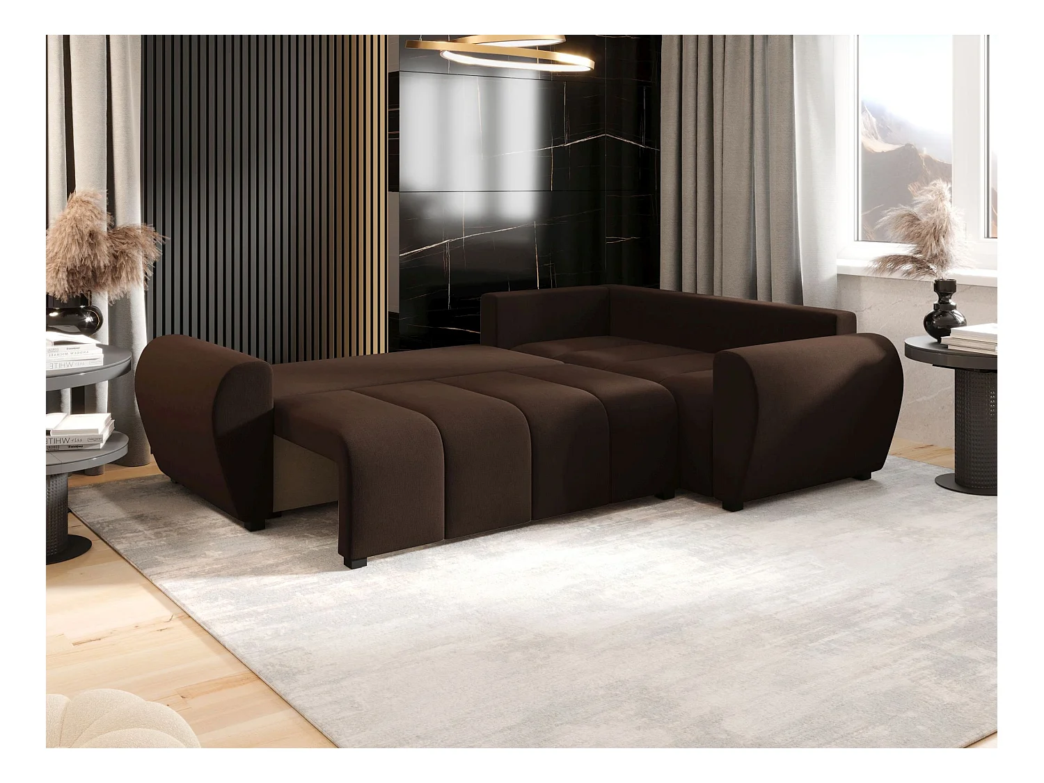 BEDANTE canapé d’angle MOLISA L PLUS Cosmic 800 droit marron avec fonction de couchage canapé en forme de L