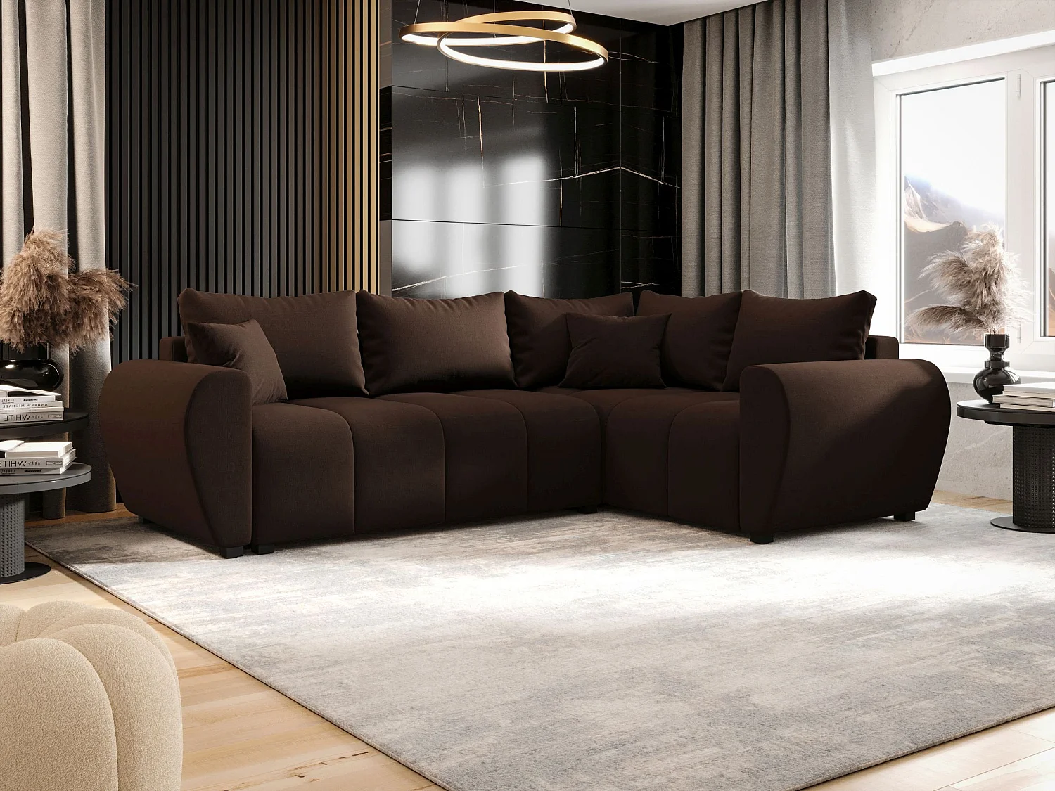 BEDANTE canapé d’angle MOLISA L PLUS Cosmic 800 droit marron avec fonction de couchage canapé en forme de L