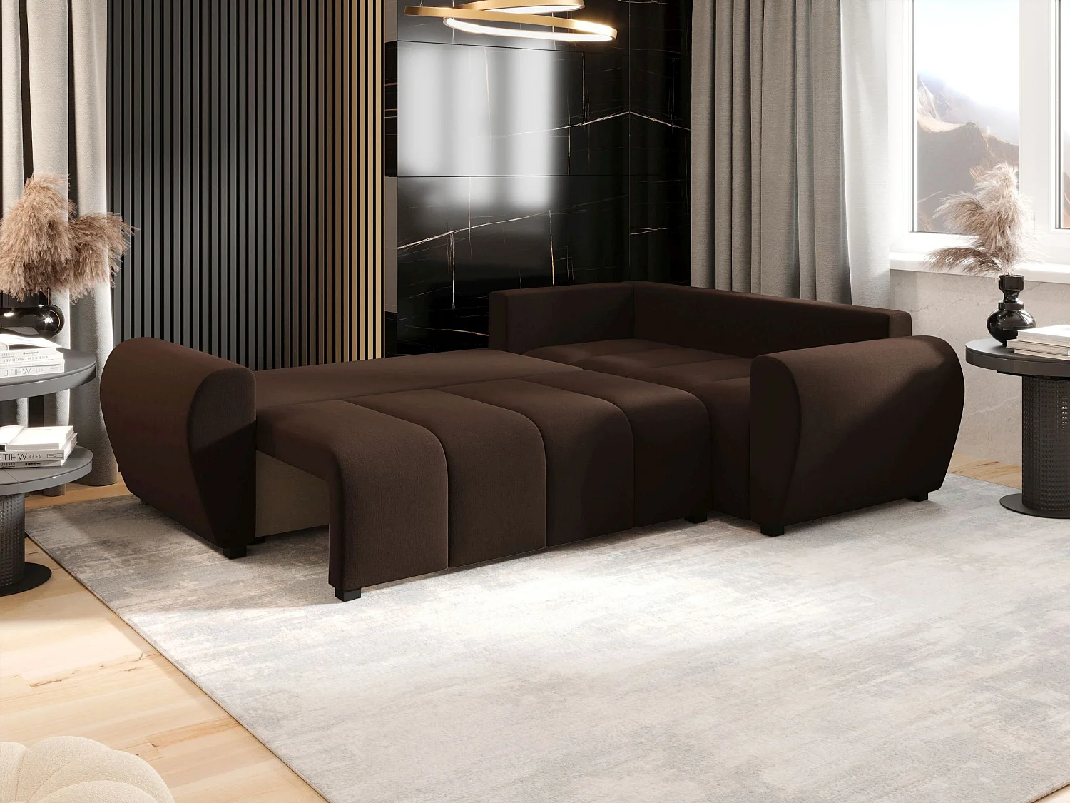 BEDANTE canapé d’angle MOLISA L PLUS Cosmic 800 droit marron avec fonction de couchage canapé en forme de L