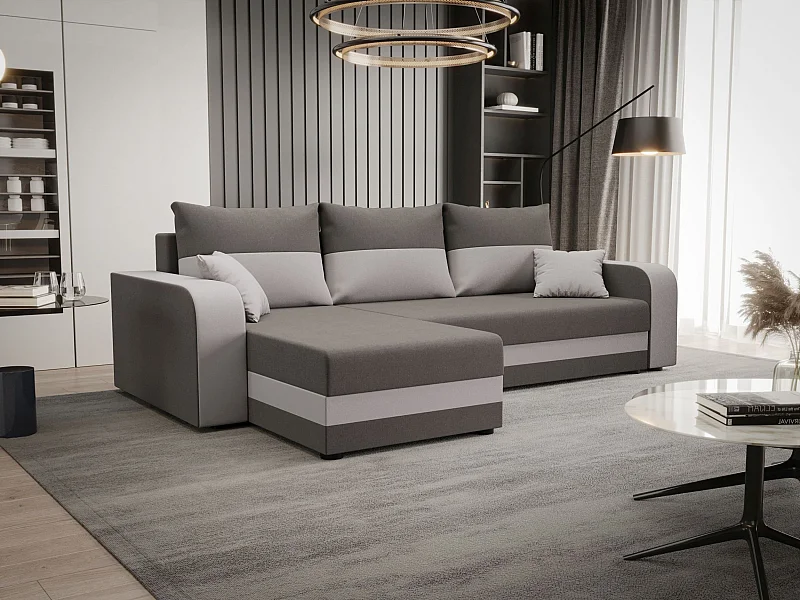 BEDANTE ECKSOFA HEWLET L BIS Sawana 21+01 Links Beige/Grau mit Schlaffunktion L-Form Sofa mit Stauraum Bettkasten
