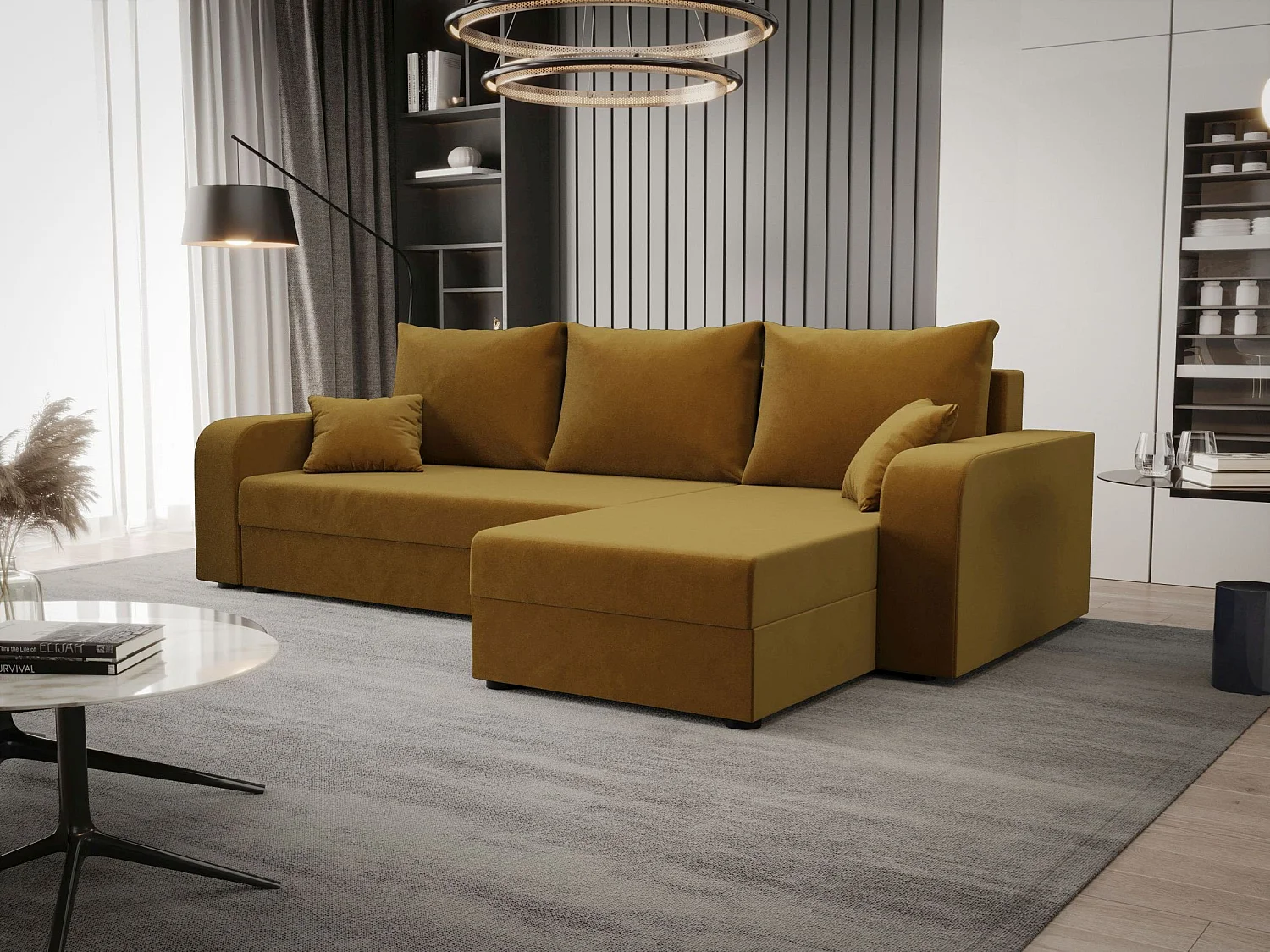 BEDANTE ECKSOFA HEWLET L BIS Itaka 33 Rechts Orange mit Schlaffunktion L-Form Sofa mit Stauraum Bettkasten Wohnzimmersofa Couch Sofa Bettsofa Bettkasten Bettcouch