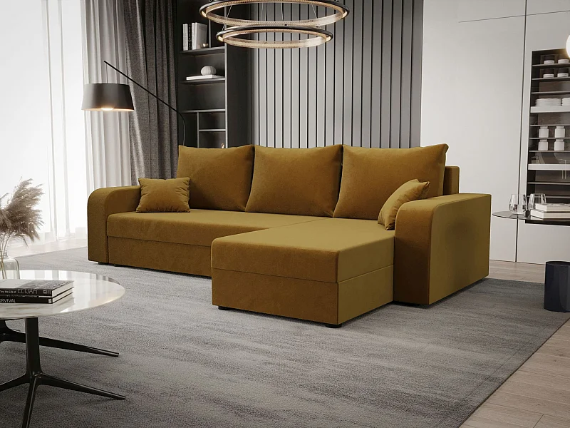 BEDANTE ECKSOFA HEWLET L BIS Itaka 33 Rechts Orange mit Schlaffunktion L-Form Sofa mit Stauraum Bettkasten Wohnzimmersofa Couch Sofa Bettsofa Bettkasten Bettcouch
