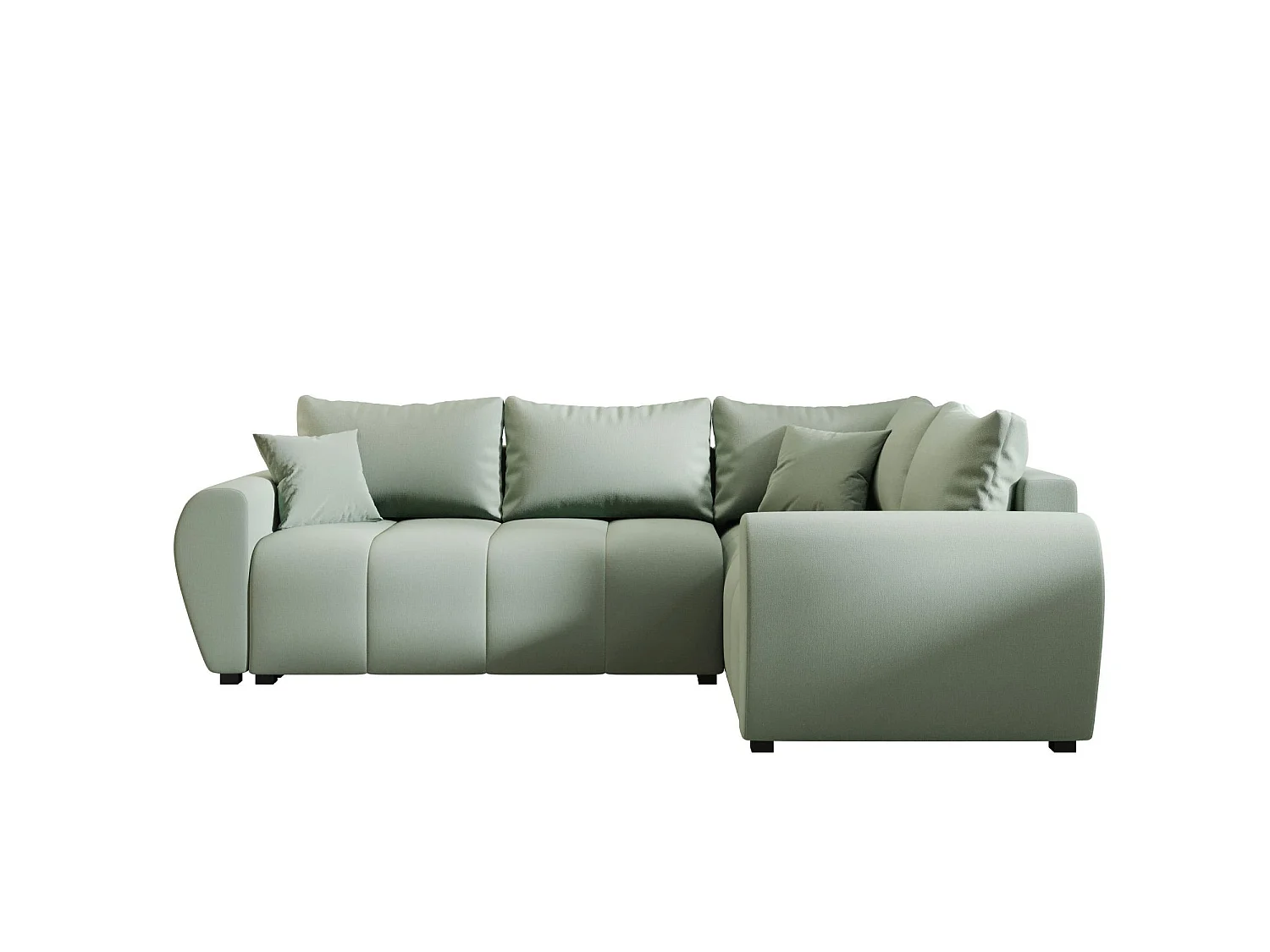 Canapé d'angle convertible 3 places en tissu vert clair