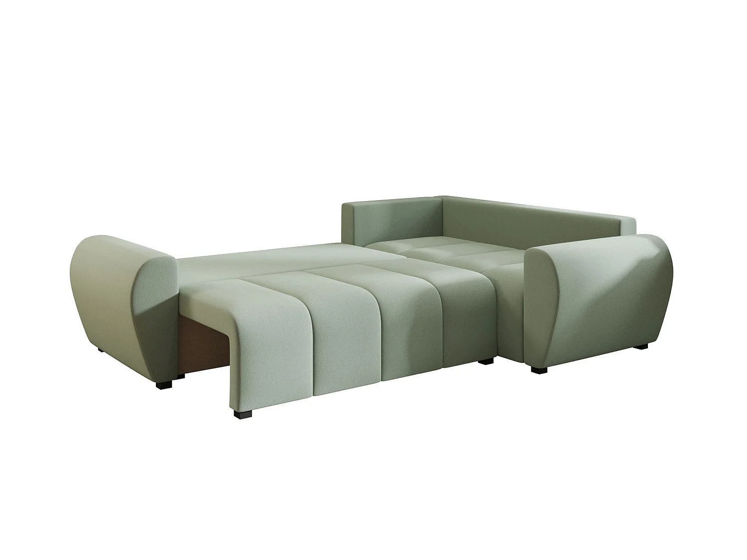 Canapé d'angle convertible 3 places en tissu vert clair