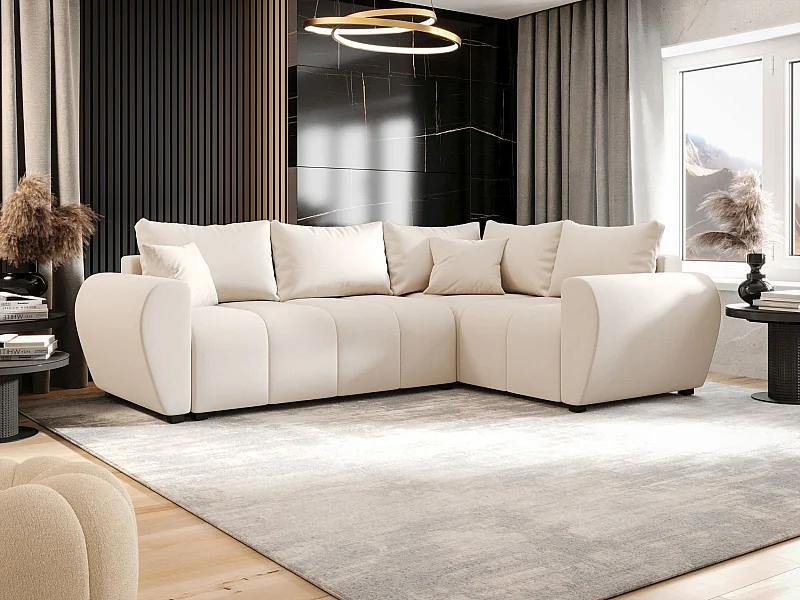 BEDANTE canapé d’angle MOLISA L PLUS Cosmic 10 droit beige avec fonction de couchage canapé en forme de L