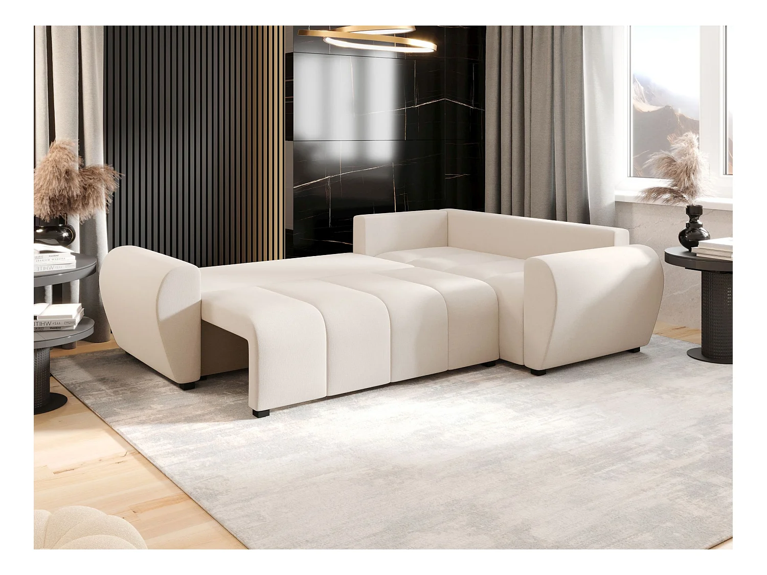 BEDANTE canapé d’angle MOLISA L PLUS Cosmic 10 droit beige avec fonction de couchage canapé en forme de L