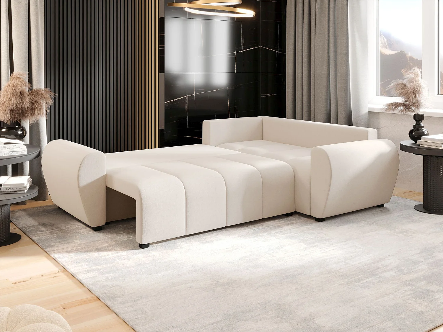 BEDANTE canapé d’angle MOLISA L PLUS Cosmic 10 droit beige avec fonction de couchage canapé en forme de L