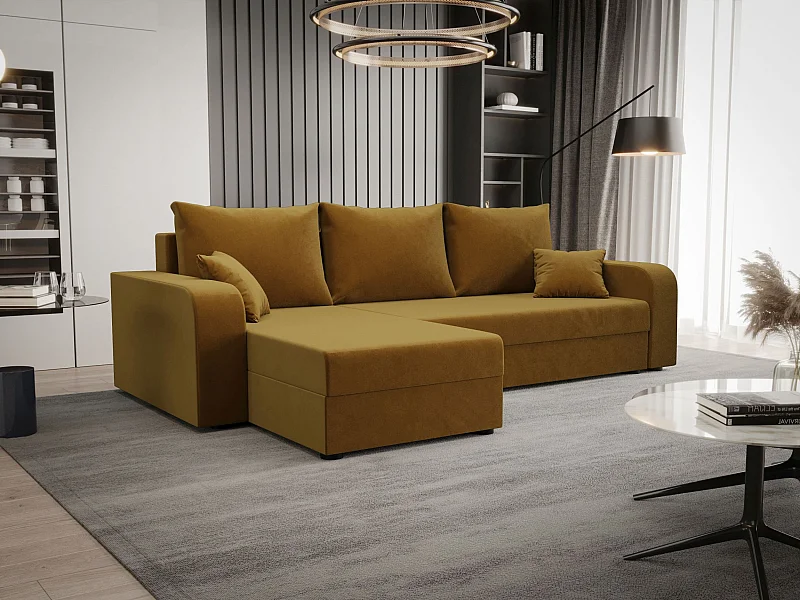 BEDANTE ECKSOFA HEWLET L BIS Itaka 33 Links Orange mit Schlaffunktion L-Form Sofa mit Stauraum Bettkasten Wohnzimmersofa Couch Sofa Bettsofa Bettkasten Bettcouch