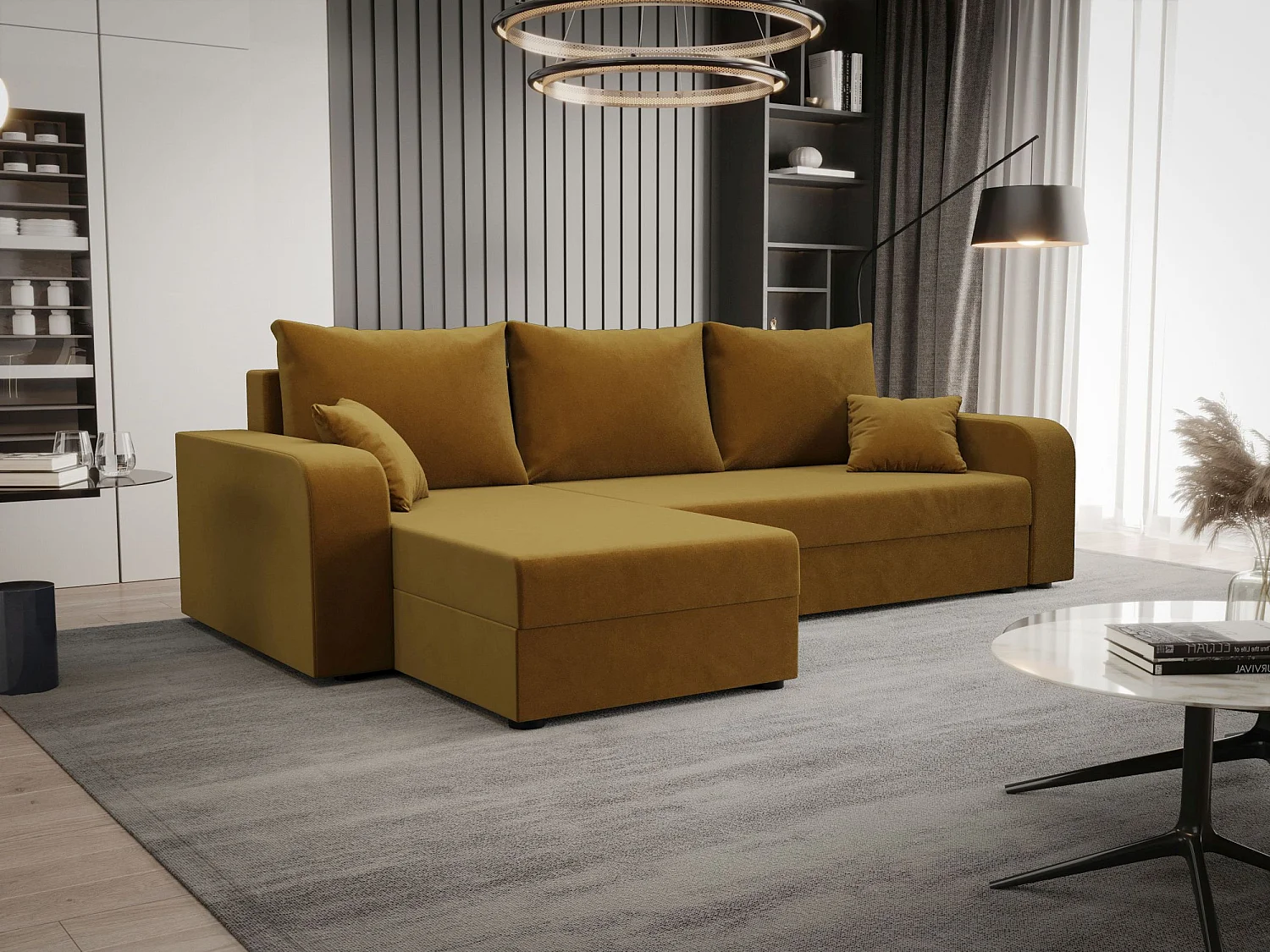 BEDANTE hoekbank HEWLET L BIS Itaka 33 links oranje met slaapfunctie L-vormige bank met opbergruimte bedbox Wohnzimmersofa Couch Sofa Bettsofa bedbox Bettcouch