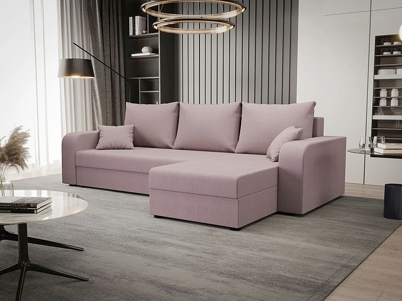 BEDANTE ECKSOFA HEWLET L BIS Cosmic 14 Rechts Rosa mit Schlaffunktion L-Form Sofa mit Stauraum Bettkasten Wohnzimmersofa Couch Sofa Bettsofa Bettkasten Bettcouch