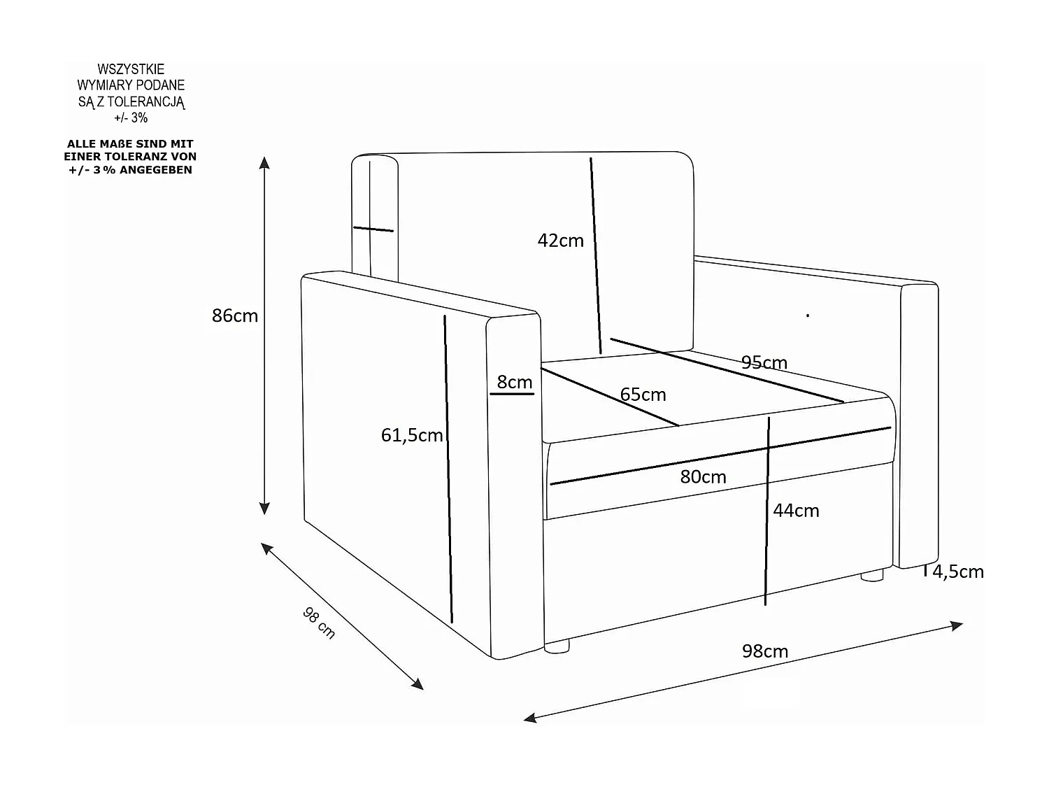 BEDANTE Sofa Amerykanka HEVEN 80 LONDON + Sawana 21 Szary z pojemnikiem na pościel, sofa do salonu, kanapa, sofa rozkładana, kanapa z pojemnikiem