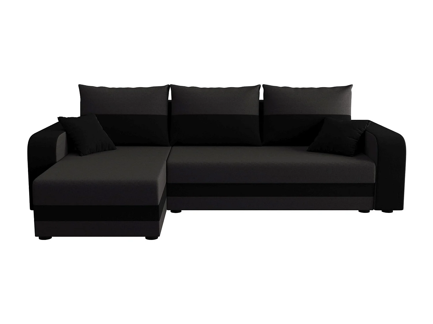 BEDANTE ECKSOFA HEWLET L BIS Sawana 05+14 Links Dunkelgrau/Schwarz mit Schlaffunktion L-Form Sofa mit Stauraum Bettkasten