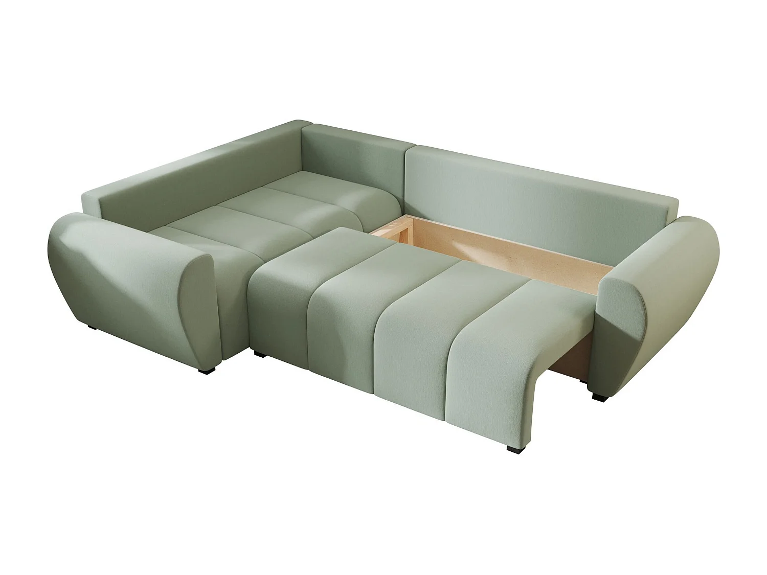 BEDANTE canapé d’angle MOLISA L PLUS Cosmic 16 gauche vert clair avec fonction de couchage canapé en forme de L