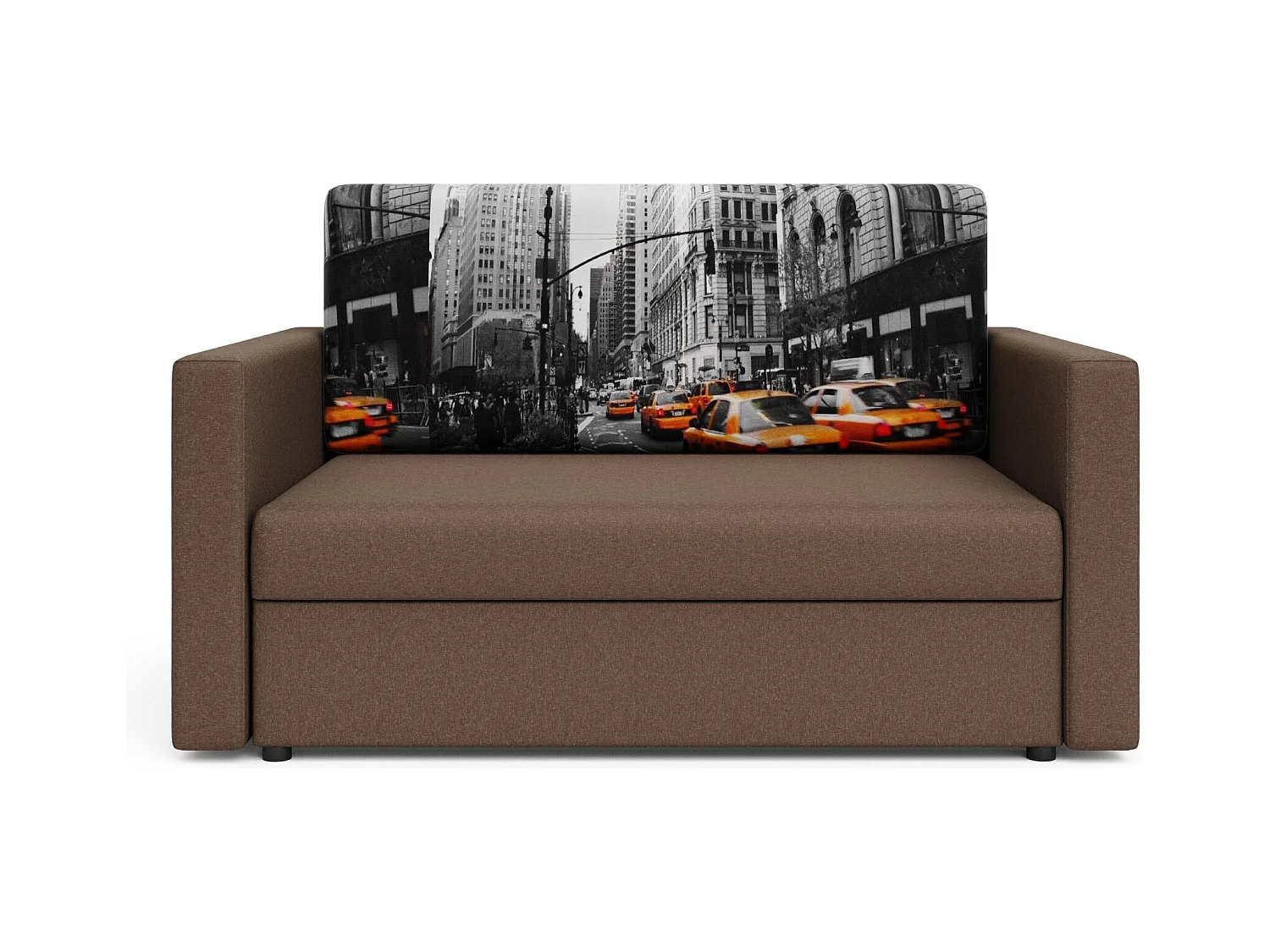 BEDANTE Sofa Amerykanka HEVEN 80 NY + Neo 4 Brązowy z pojemnikiem na pościel, sofa do salonu, kanapa, sofa rozkładana, kanapa z pojemnikiem