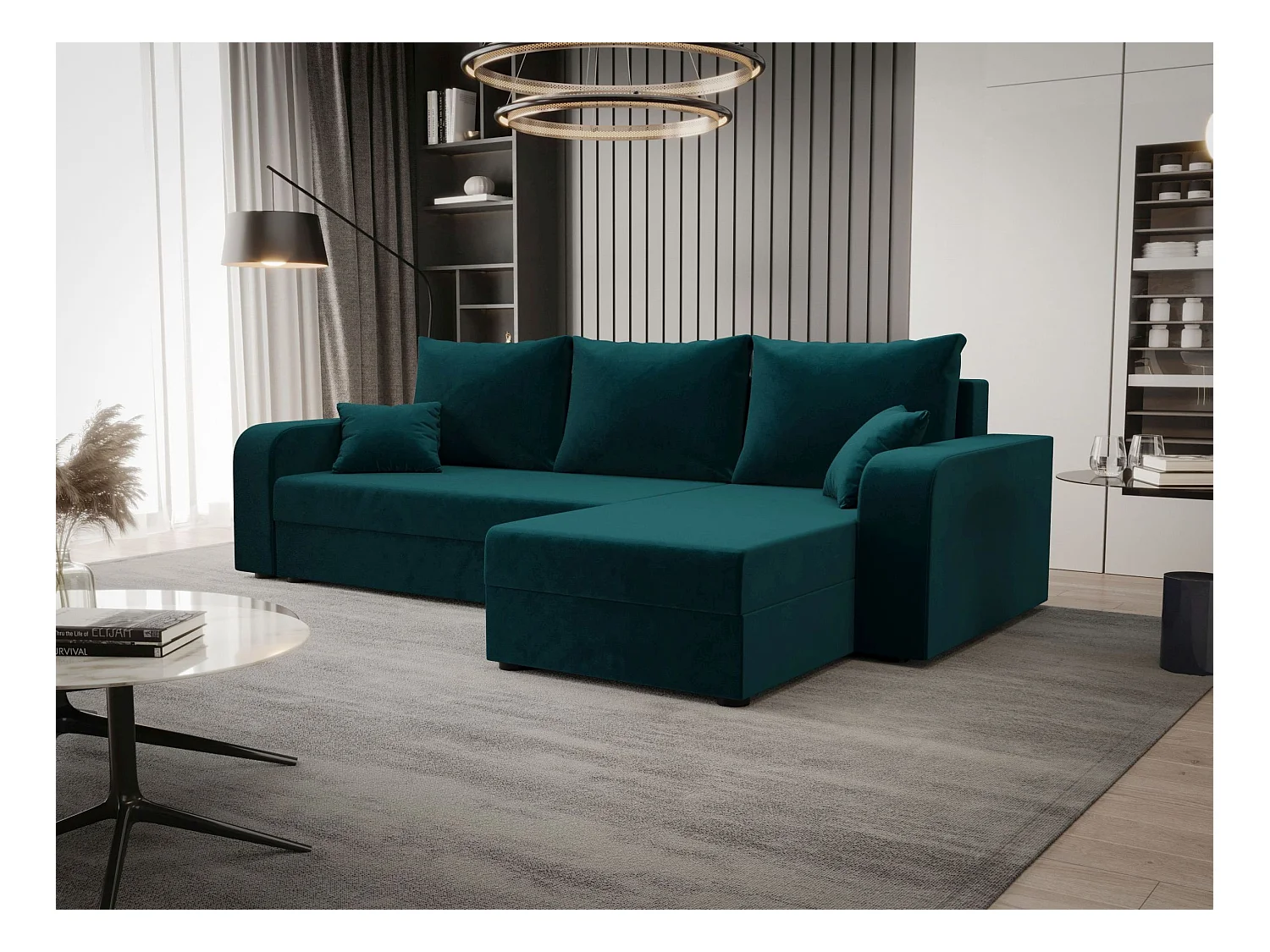 BEDANTE hoekbank HEWLET L BIS Itaka 39 rechts turkoois met slaapfunctie L-vormige bank met opbergruimte bedbox Wohnzimmersofa Couch Sofa Bettsofa bedbox Bettcouch