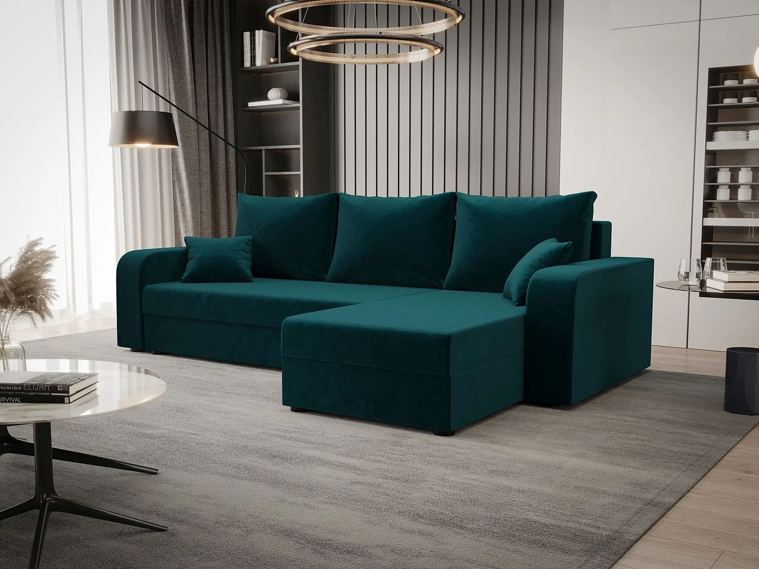 BEDANTE ECKSOFA HEWLET L BIS Itaka 39 Rechts Türkis mit Schlaffunktion L-Form Sofa mit Stauraum Bettkasten Wohnzimmersofa Couch Sofa Bettsofa Bettkasten Bettcouch