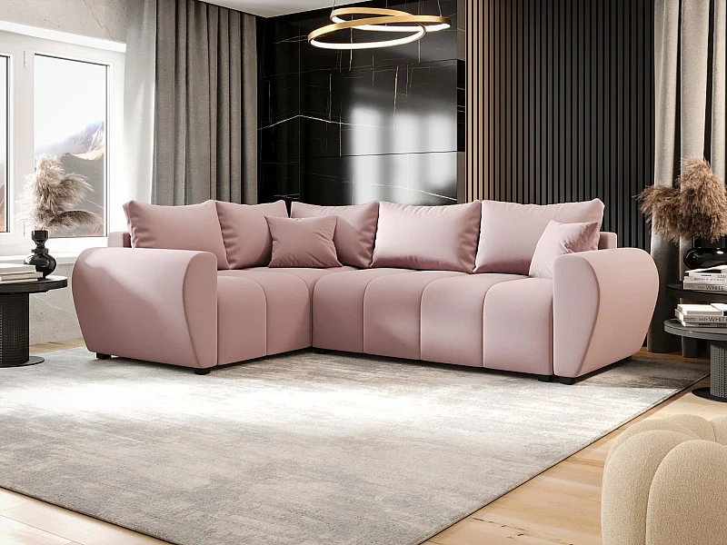 BEDANTE canapé d’angle MOLISA L PLUS Cosmic 14 gauche rose avec fonction de couchage canapé en forme de L