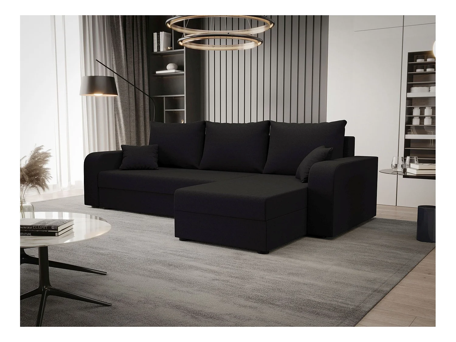 BEDANTE ECKSOFA HEWLET L BIS Sawana 05 Rechts Grau mit Schlaffunktion L-Form Sofa mit Stauraum Bettkasten Wohnzimmersofa Couch Sofa Bettsofa Bettkasten Bettcouch