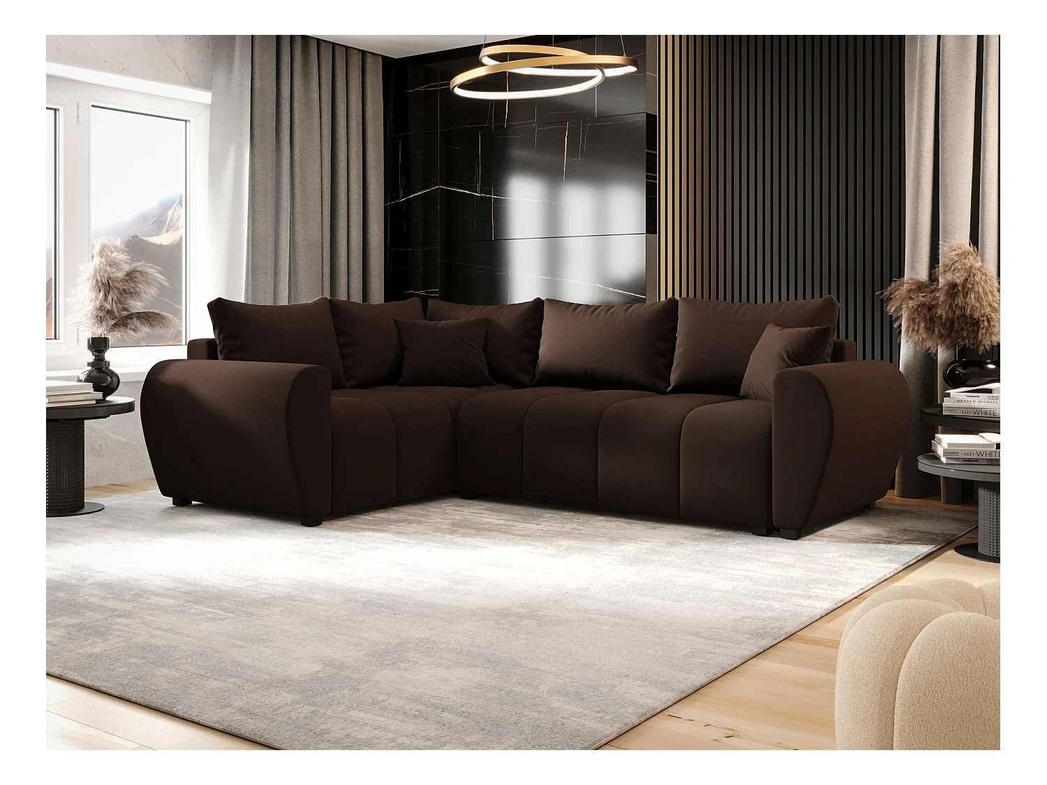 BEDANTE canapé d’angle MOLISA L PLUS Cosmic 800 gauche marron avec fonction de couchage canapé en forme de L