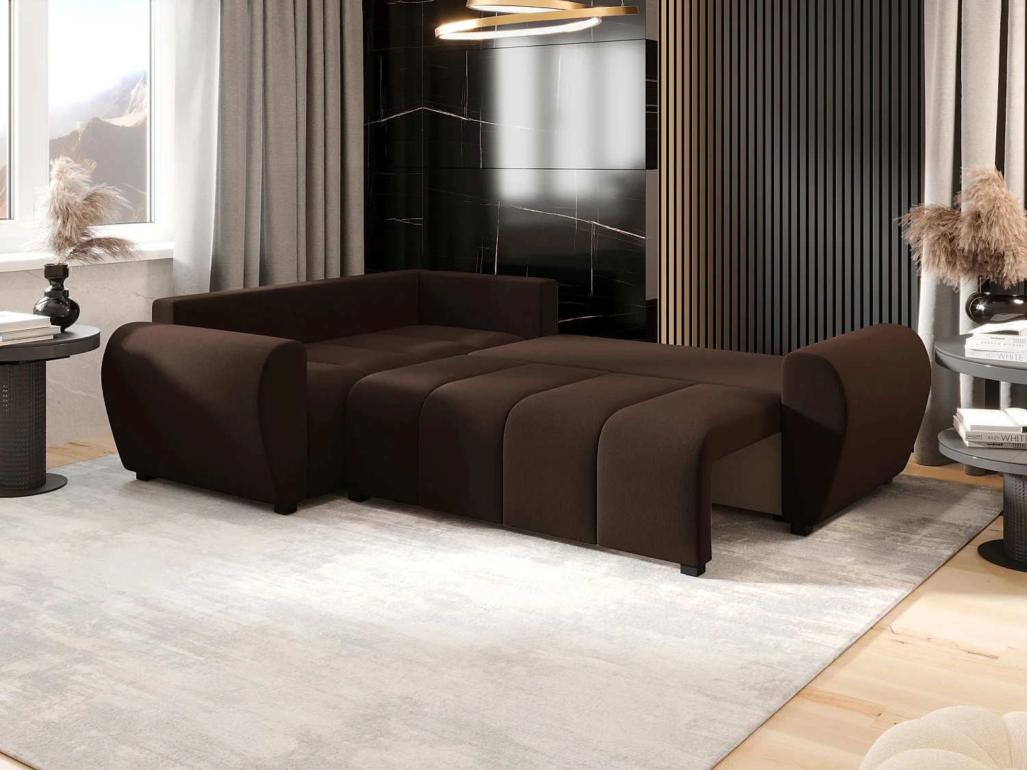 BEDANTE canapé d’angle MOLISA L PLUS Cosmic 800 gauche marron avec fonction de couchage canapé en forme de L