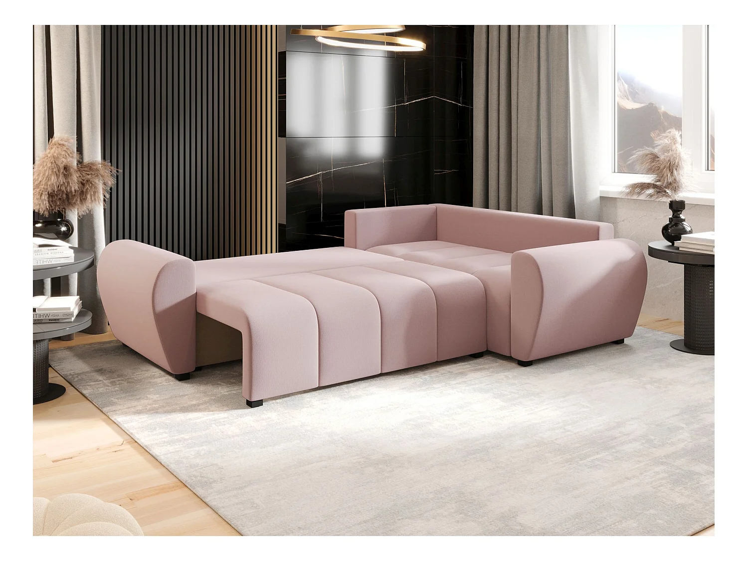 BEDANTE canapé d’angle MOLISA L PLUS Cosmic 14 droit rose avec fonction de couchage canapé en forme de L