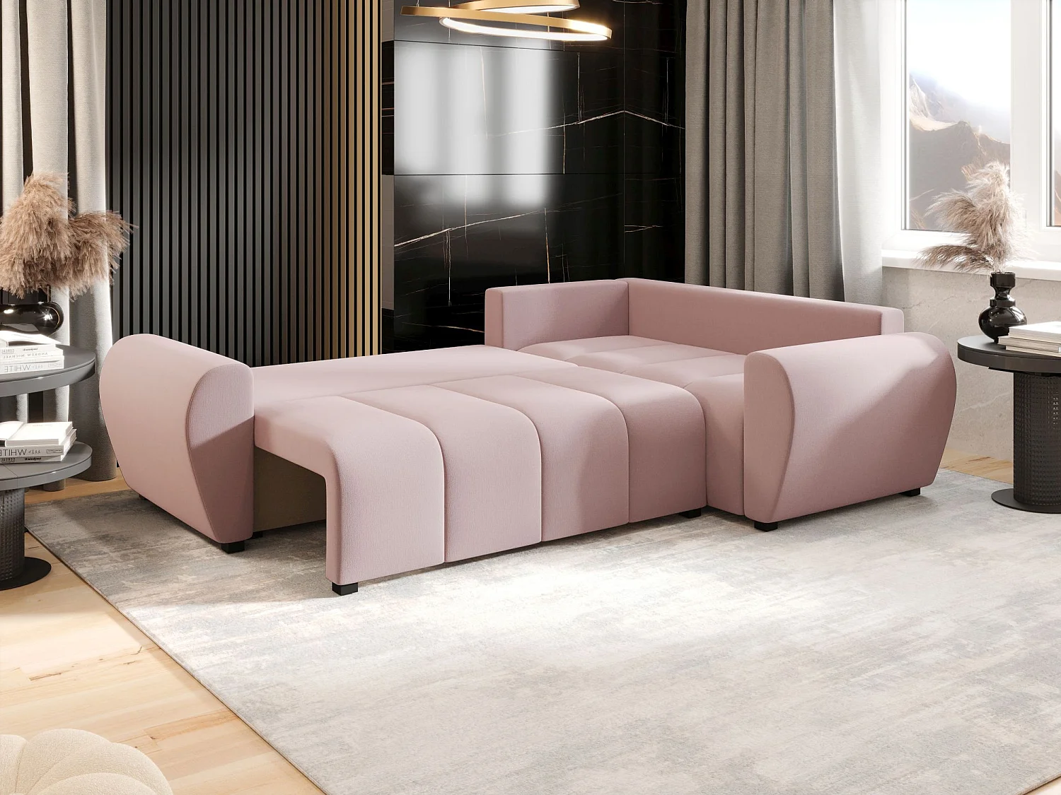 BEDANTE canapé d’angle MOLISA L PLUS Cosmic 14 droit rose avec fonction de couchage canapé en forme de L