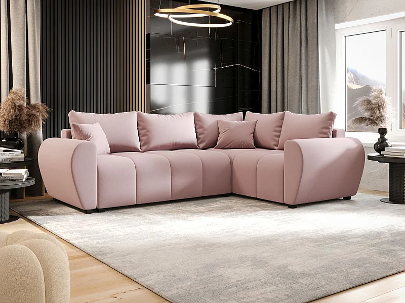 BEDANTE canapé d’angle MOLISA L PLUS Cosmic 14 droit rose avec fonction de couchage canapé en forme de L