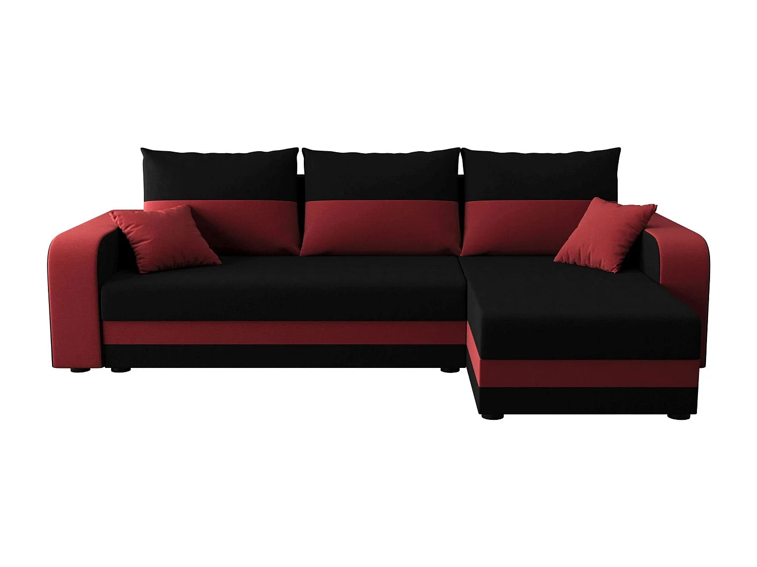 BEDANTE ECKSOFA HEWLET L BIS Sawana 14+13 Rechts Schwarz/Rot mit Schlaffunktion L-Form Sofa mit Stauraum Bettkasten