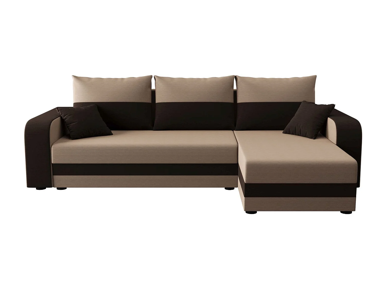 BEDANTE ECKSOFA HEWLET L BIS Rainbow 05+41 Rechts Beige/Braun mit Schlaffunktion L-Form Sofa mit Stauraum Bettkasten