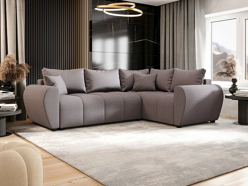 BEDANTE ECKSOFA MOLISA L PLUS Cosmic 160 Rechts Grau mit Schlaffunktion L-Form Sofa mit Stauraum Bettkasten Wohnzimmersofa Couch Sofa Bettsofa Bettkasten Bettcouch