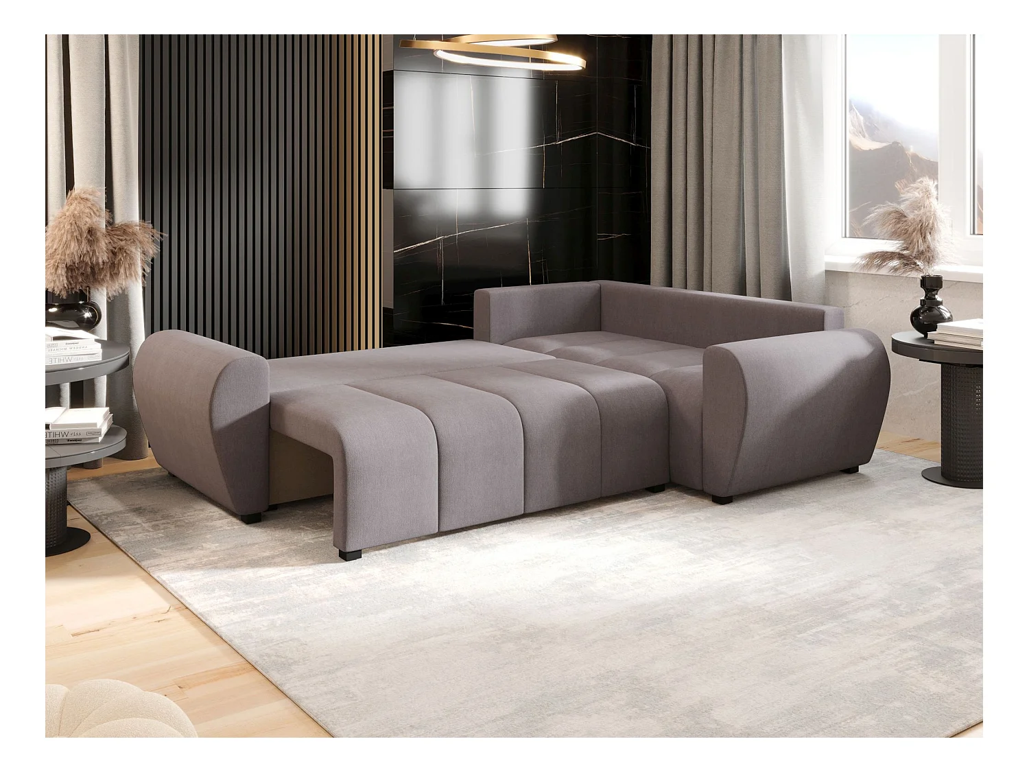 BEDANTE canapé d’angle MOLISA L PLUS Cosmic 160 droit gris avec fonction de couchage canapé en forme de L