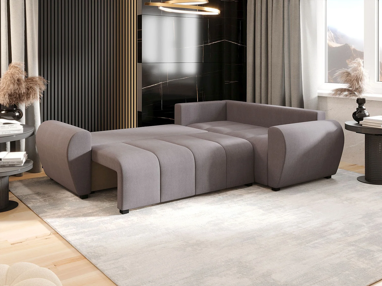 BEDANTE canapé d’angle MOLISA L PLUS Cosmic 160 droit gris avec fonction de couchage canapé en forme de L