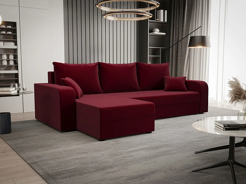 BEDANTE hoekbank HEWLET L BIS Itaka 34 links donkerrood met slaapfunctie L-vormige bank met opbergruimte bedbox Wohnzimmersofa Couch Sofa Bettsofa bedbox Bettcouch