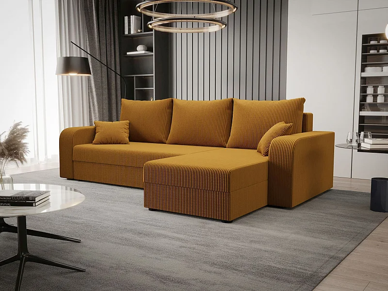 BEDANTE ECKSOFA HEWLET L BIS Zoom 9 Rechts Orange mit Schlaffunktion L-Form Sofa mit Stauraum Bettkasten Wohnzimmersofa Couch Sofa Bettsofa Bettkasten Bettcouch