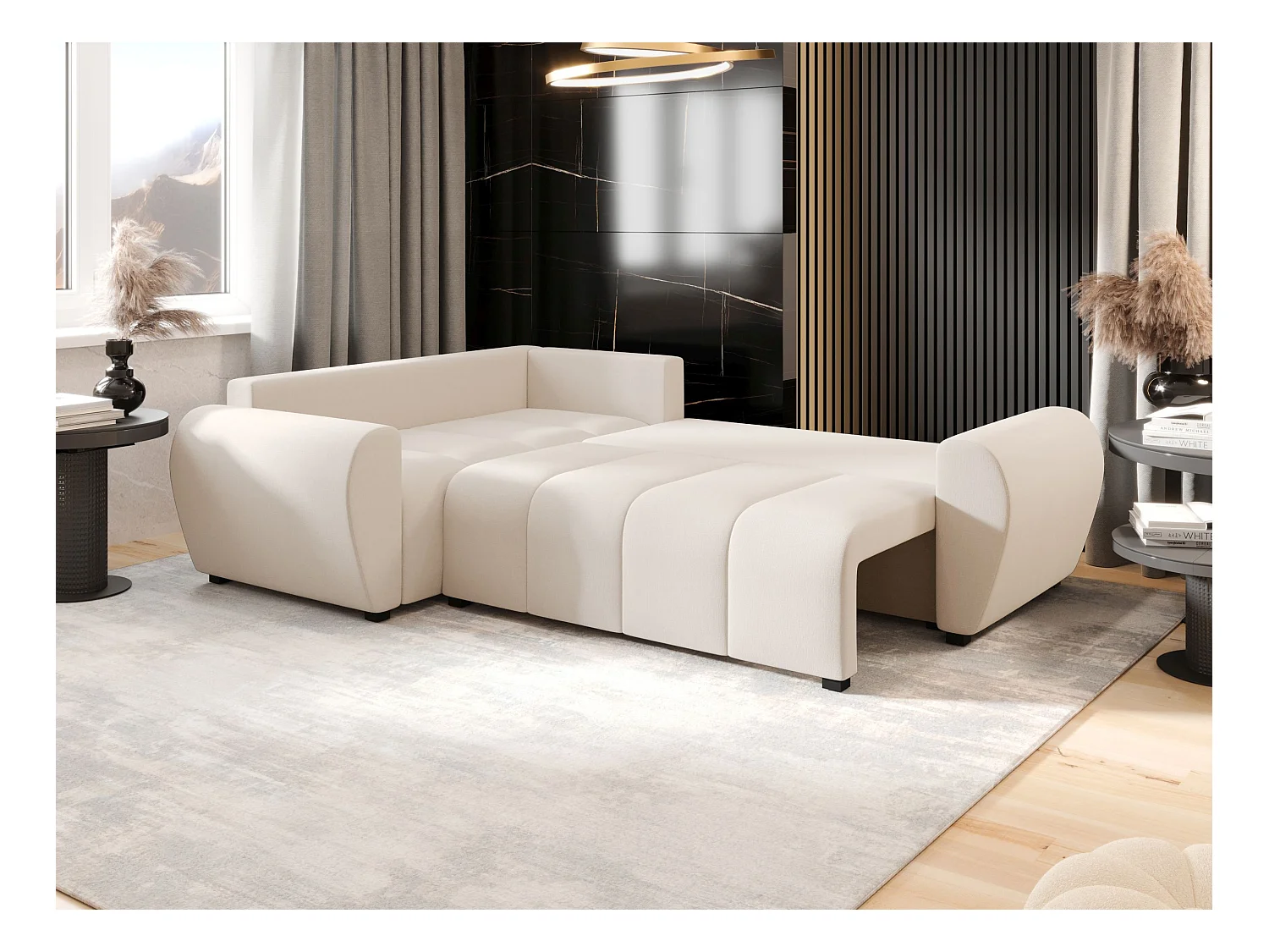 BEDANTE canapé d’angle MOLISA L PLUS Cosmic 10 gauche beige avec fonction de couchage canapé en forme de L