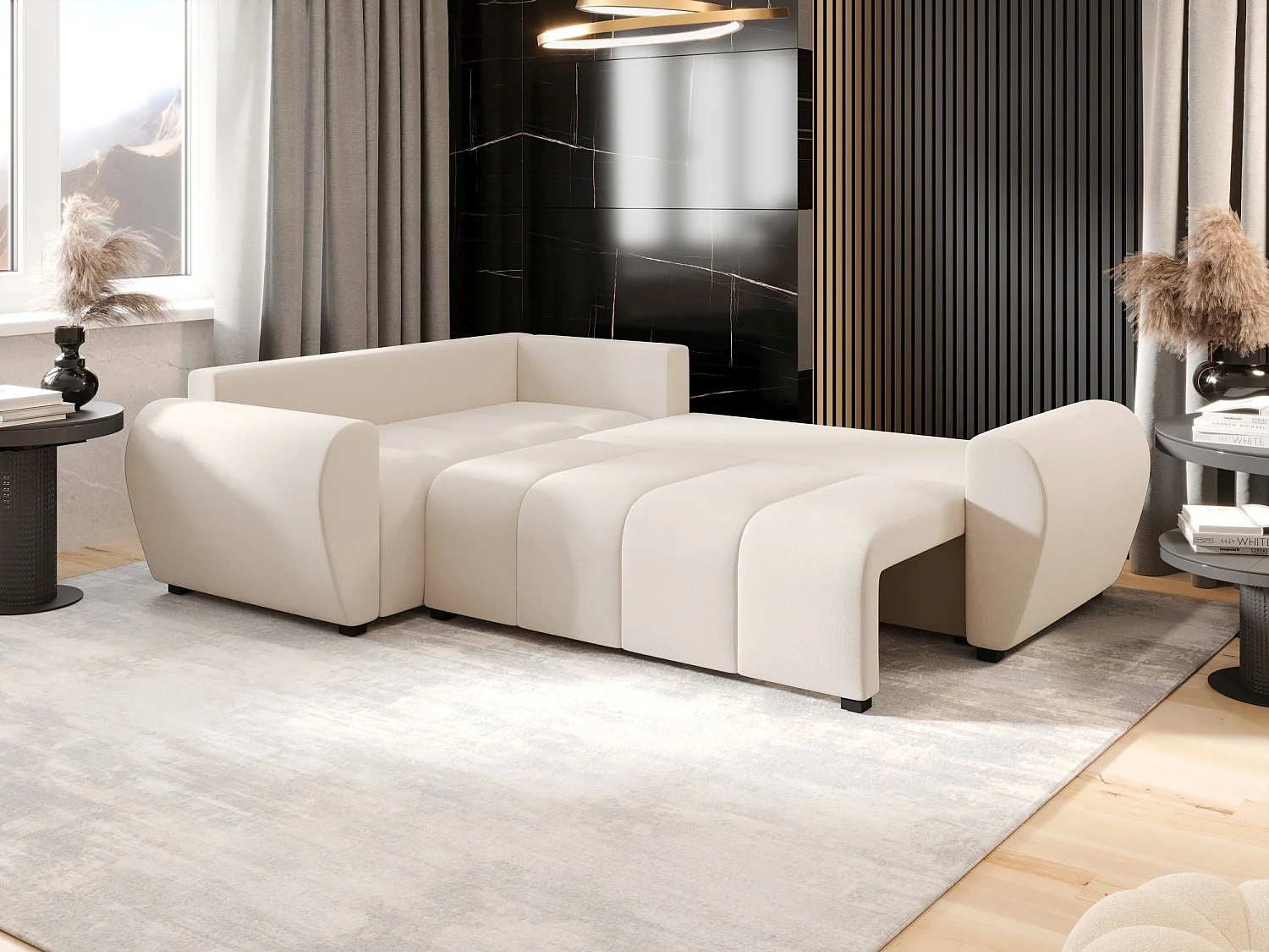 BEDANTE canapé d’angle MOLISA L PLUS Cosmic 10 gauche beige avec fonction de couchage canapé en forme de L