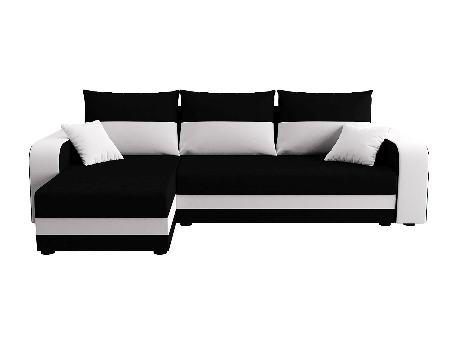 BEDANTE ECKSOFA HEWLET L BIS Rainbow 15+31 Links Schwarz/Weiß mit Schlaffunktion L-Form Sofa mit Stauraum Bettkasten
