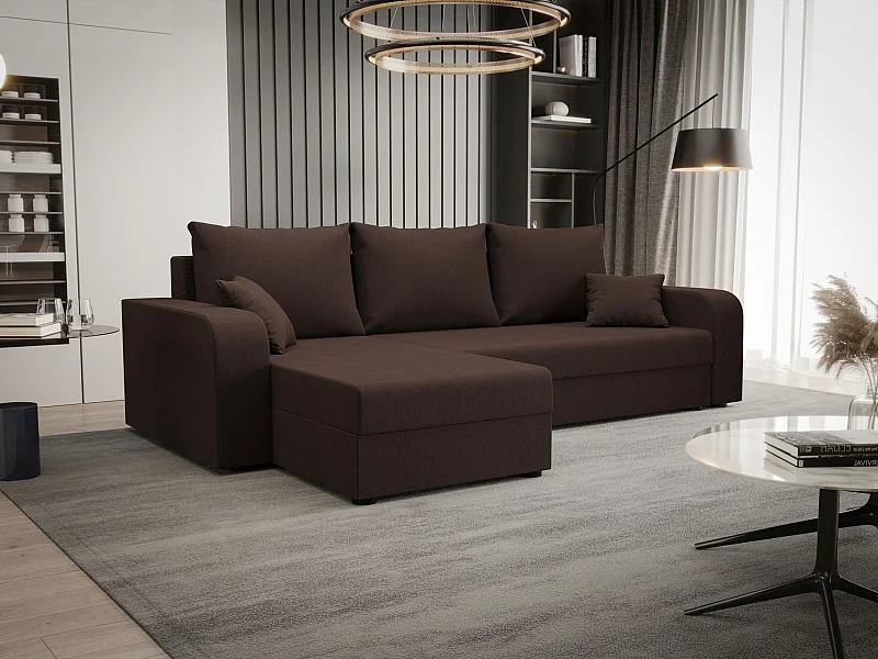 BEDANTE hoekbank HEWLET L BIS Cosmic 800 links bruin met slaapfunctie L-vormige bank met opbergruimte bedbox Wohnzimmersofa Couch Sofa Bettsofa bedbox Bettcouch
