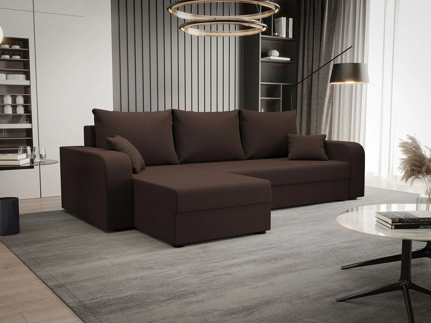 BEDANTE hoekbank HEWLET L BIS Cosmic 800 links bruin met slaapfunctie L-vormige bank met opbergruimte bedbox Wohnzimmersofa Couch Sofa Bettsofa bedbox Bettcouch