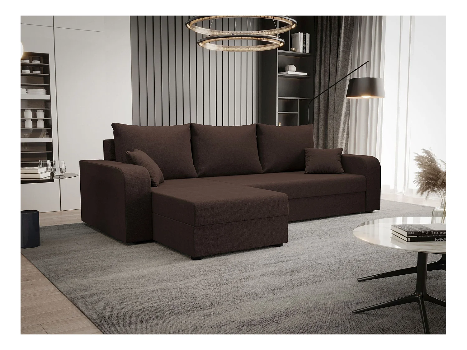 BEDANTE hoekbank HEWLET L BIS Cosmic 800 links bruin met slaapfunctie L-vormige bank met opbergruimte bedbox Wohnzimmersofa Couch Sofa Bettsofa bedbox Bettcouch