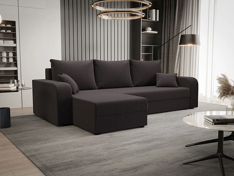 BEDANTE ECKSOFA HEWLET L BIS Zoom 21 Links Dunkelgrau mit Schlaffunktion L-Form Sofa mit Stauraum Bettkasten Wohnzimmersofa Couch Sofa Bettsofa Bettkasten Bettcouch