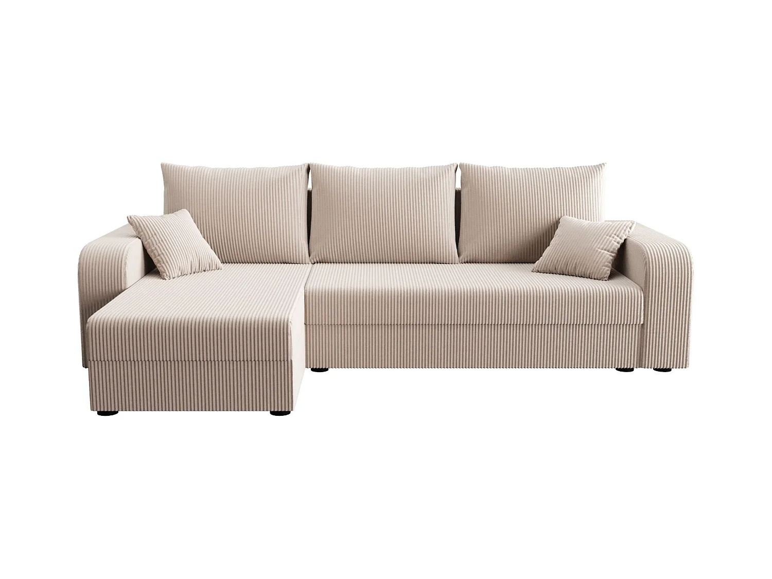 BEDANTE hoekbank HEWLET L BIS Zoom 1 links beige met slaapfunctie L-vormige bank met opbergruimte bedbox woonkamerbank bank sofa slaapbank bedbox slaapbank