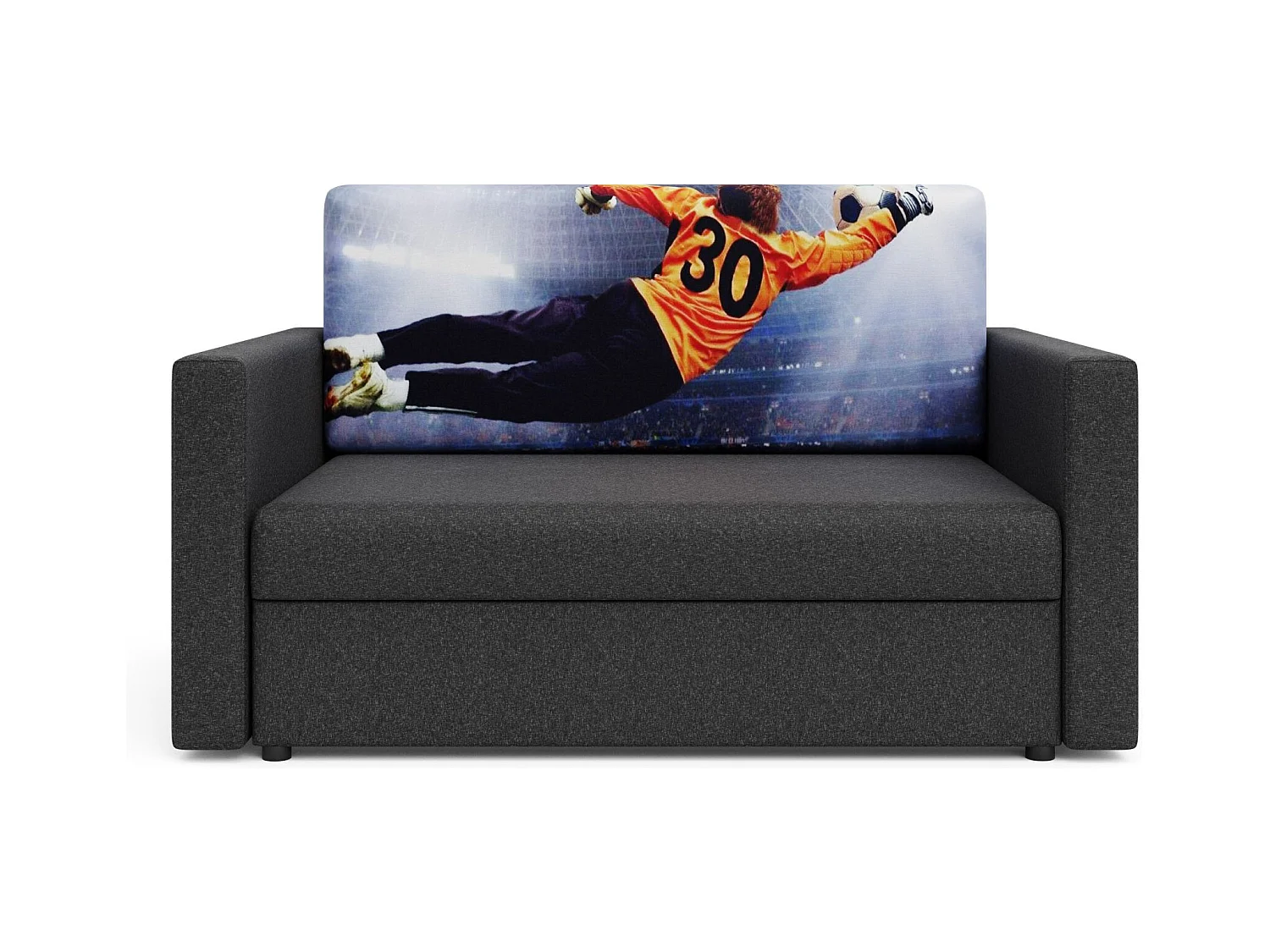 BEDANTE SOFA AMERYKANKA HEVEN 80 GOAL + Sawana 05 Dunkelgrau mit Stauraum Bettkasten Wohnzimmersofa Couch Sofa Bettsofa Bettkasten Bettcouch