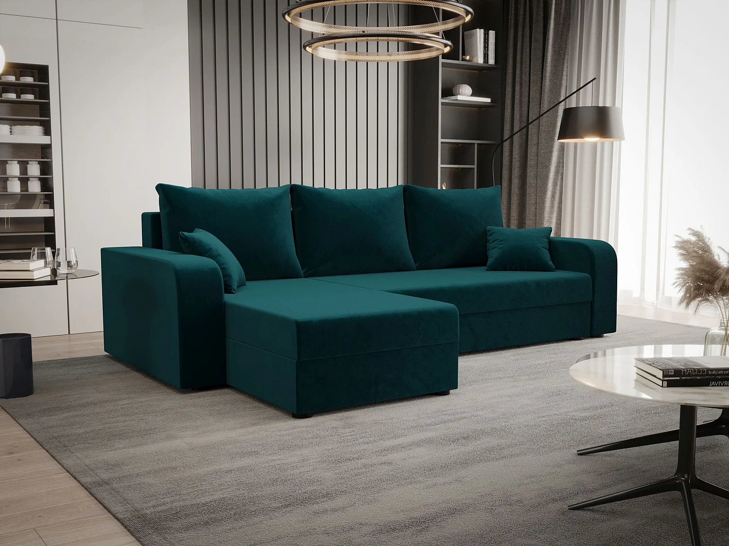 BEDANTE hoekbank HEWLET L BIS Itaka 39 links turkoois met slaapfunctie L-vormige bank met opbergruimte bedbox Wohnzimmersofa Couch Sofa Bettsofa bedbox Bettcouch