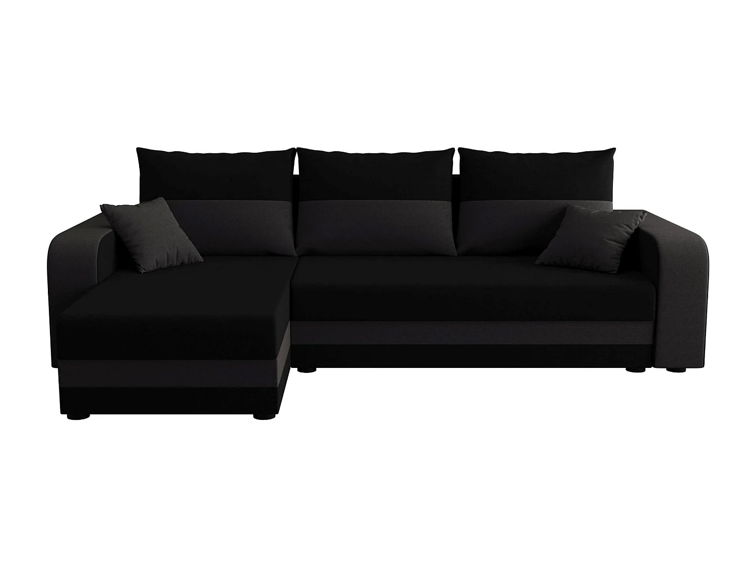 BEDANTE ECKSOFA HEWLET L BIS Sawana 14+05 Links Schwarz/Grau mit Schlaffunktion L-Form Sofa mit Stauraum Bettkasten