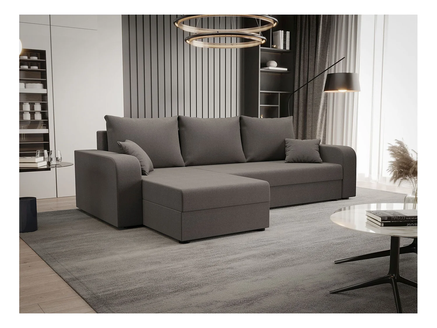 BEDANTE hoekbank HEWLET L BIS Sawana 21 links grijs met slaapfunctie L-vormige bank met opbergruimte bedbox Wohnzimmersofa Couch Sofa Bettsofa bedbox Bettcouch